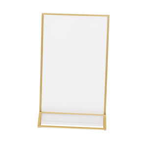 Acrylic Table Sign Holder Gold Trim Double-Sided Mini Display Stand for Weddings 4x6 Inches Acrylic Price Card Frame for Event Centerpieces 23 pcs