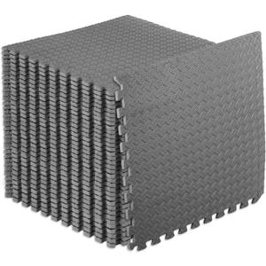 ProsourceFit Exercise Puzzle Mat -inch, EVA Interlocking Foam Floor Tiles for Home Gym, Workout Equipment, Kids Play Areas, Grey, 144 SQ FT - 36 Tiles