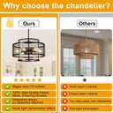 18" Modern Black Chandelier for Dining Room, No Assembly Required 6-Light Black Dining Room Light Fixture Over Table, Industrial Hanging Pendant Lights Fixture for Kitchen Island, Entryway, Foyer