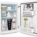 Cooluli 15L Mini Fridge for Bedroom - Car, Office Desk & College Dorm Room - 12v Portable Cooler & Warmer for Food, Drinks, Skincare, Beauty & Makeup - AC/DC Small Refrigerator with Glass Front, Gold