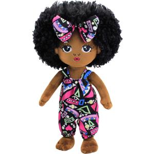 Black Baby Dolls African American Doll Black Dolls 12'', Baby Dolls for Girls,Soft for Girls Stuffed Plush Doll for Girl (Small B-Pink)