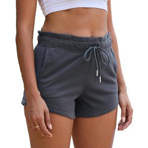  ZKIEYS Women's Sweat Shorts Cotton French Terry Drawstring Summer Workout Casual Lounge Shorts with Pockets Dark Gray (Large)