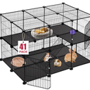 VISCOO 41 Panels Pet Playpen, 35.4" L x 23.6" W x 23.6" H Small Animal Playpen with 2 Doors, C&C Cage for Guinea Pigs,Rabbit,Bunny,Hedgehogs, Puppy Play Pen Indoor Outdoor, TwoStory Chicken Play Pen