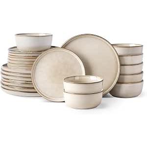 GBHOME Dinnerware Sets for 8, 24 Pieces Ceramic Plates and Bowls Set