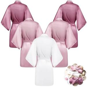 Velmitten 3 Pcs Bridesmaid Wedding Robes Silky Bridal Party Bride Bridesmaid Satin Bridal Robe for Wedding