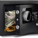 Digital Electronic Money Safe, Steel Security Lock Box with Keypad, Office Hotel Business Jewelry Gun Cash Safe, 0.23 Cubic Feet, 9.06" W x 6.69" D x 6.69" Hblack