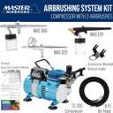 Master Airbrush Cool Runner II Dual Fan Airbrushing System Kit - Air Brush Kit with Air Compressor & 3 Airbrushes, 0.3 mm Gravity & 0.35, 0.8 mm Siphon Feed, Holder & Learning Guide Manual