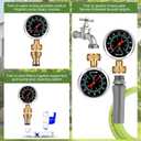 0~200Psi Stainless Steel Frame 3/4" Female Liquid Filled Pressure Gauge kit Plus 5 adapters, Waterproof, 2.7" Dial Size Multi-Purpose Pressure Gauge Tester for House, Water Pipes, Gardens