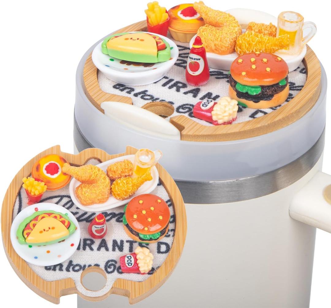 Used for Stanley Cup Lid Accessories Charms,Miniature Food Drink Charms for Stanley Cups H2.0 Accessories 30oz 40oz (Fast Food Yellow)