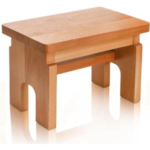 Wood Step Stool, 7.5 Inch Solid Bedside Foot Stool with Non-Slip Mat, Small Portable Milking Stool for Bedroom Bathroom Kitchen Living Room Fishing Shoe Changing