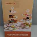 Kootek Dessert Cupcake Stand, 5pcs Dessert Table Display Set, 3 Tiered Cup Cake Holder Tower Stand Riser& Cookie Serving Trays for Wedding, Tea Party, Birthday, Baby Shower (Bright White)