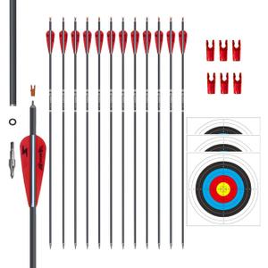 31inch Carbon Arrow Archery Targeting Practice Hunting Arrows for Compound & Recurve Bow with Removable Tips(Pack of 12)