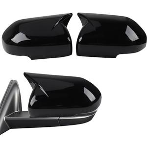 BOYUER Horn Door Mirror Covers,Glossy Black Adhesive Rearview Side Mirror Covers Caps For Ford 2020-2024 Explorer Accessories，Not Fit 2025 Explorer【With turn signal】