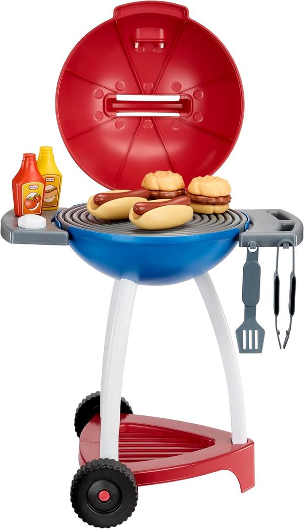 Little Tikes Sizzle & Serve Grill – Red, White & Blue, 14 Accessories, Little Chef Interactive Cooking Playset for Kids and Toddlers