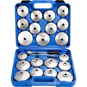 Oil Filter Wrench Set 23pcs Aluminum Alloy Cup Oil Filter Type Wrench Socket Removal Tool Set 1/2" Drive Oil Filter Removal Tool Kit Oil Filter Socket Set (Blue)
