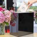 Hxezoc Black Acrylic Wedding Card Box Clear DIY Card Boxes Gift Card Box Money Box Holder for Wedding Reception Anniversary Birthday Party Baby Shower Graduation Decorations (10 x 10 x 5.5 inch)