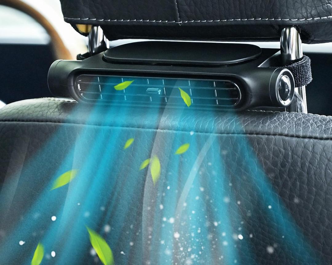 foryou Car Fans - Portable Backseat Cooling Fans, Blows Cold Air for Kids and Cars (Black)