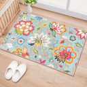 Beeiva Floral 2x3 Small Rugs for Entryway, Non Slip Colorful Door Rugs for Entryway Indoor, Ultra Thin Non-Shedding Throw Thin Bathroom Mat fit Under Door (Colorful,2'x3')