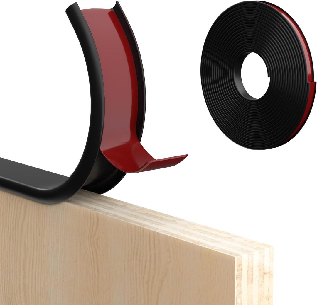 U-Shape Edge Banding, 1 inch x 20ft Edge TPE Self Adhesive Veneer Edging Trim Flexible Edge Protector, Strip for Countertop Cabinets Table Restoration Shelves, Black