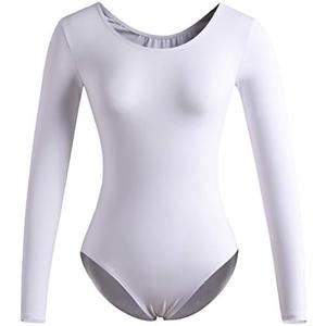 DANSHOW Women Long Sleeve Dance leotards for Ballet Adult lady Train top XS