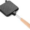 Pumtus Hot Sandwich Maker, Non-stick Grilled Panini Maker Pan with Handle, Stovetop Camping Sandwich Toaster Aluminum Flip Pan for Toast, Waffle, Breakfast