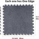 16 Pcs Kids Foam Interlocking Carpet Tiles with Border, Thick Carpet Squares Plush Floor Playmats Baby Crawling Rug - 49" x 49",Grey (Grey, 16 Tiles)