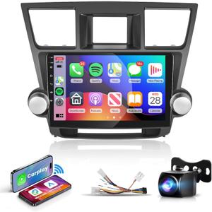 HiFi 16EQ 10.1inch HD 2.5D IPS Touch Screen Bluetooth Car Radio for 2008-2014 Toyota Highlander with Wireless CarPlay Android Auto Mirrorlink, Podofo Android Stereo with GPS WiFi AHD Rear Camera