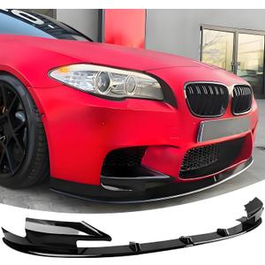 Front Bumper Lip Splitter Spoiler Compatible with BMW M5 F10M 2012 2013 2014 2015 2016 4pcs M Style Air Chin Body Kit Exterior Accessories, Glossy Black