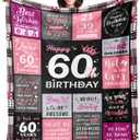 Sruemiul 60th Birthday Gifts for Women - 60th Birthday Decorations for Woman - 60 Year Old Birthday Gifts - Happy 60th Birthday Gift Ideas for 60 Year Old Woman - 1966 & 60th Birthday Blanket 60"x80"
