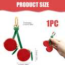 Fruit Coin Purse Keychain Mini Coin Keybag, Stocking Stuffers for Women Purse Charms for handbags, Mini Cute Fruit Charm Leather Zipper for Wallet, Bag and Handbag Decor for Women (Cherry)