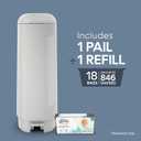 Diaper Genie Signature Pail (Grey) Includes 1 Easy Roll Refill with 18 Bags | Holds Up to 846 Newborn-Sized Diapers Per Refill