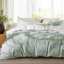 Bedsure Queen Comforter Set - Sage Green Bed Set, 3 Pieces Cute Floral Bedding, 1 Soft Reversible Botanical Flowers Comforter and 2 Pillow Shams