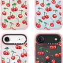 for iPhone Air Case Cute - Durable Shockproof 6.6 ft Drop Impact Phone Case - Funny Cherry Design (6.5") Glitter Pink