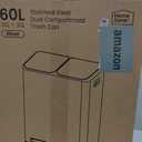 Elevon Kitchen Trash Can with Lid, 2 x 8 Gallon Garbage Can, with Soft-Close Foot Pedal and Removable Inner Bucket, 60 Liter Large Stainless Waste Bin for Bathroom Bedroom Home Office