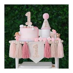 Pink and White Bow First Birthday High Chair Banner Pink Bow One High Chair Garland for Girls Sweet One Party Supplies Photo Prop