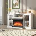 PeakPursuit Fireplace TV Stand, 59'' TV Stand with Fireplace, 24'' Electric Fireplace Insert with Realistic 3D Flame Effect, Entertainment Center with Fireplace, White