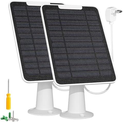 Solar Panel Charger with Micro USB Connection Compatible with Arlo Essential Spotlight/XL Spotlight Camera, 5W Arlo Essential Solar Panel, IP65 Waterproof 10ft Cable, (Not for 2K/2nd Gen), 2 Pack