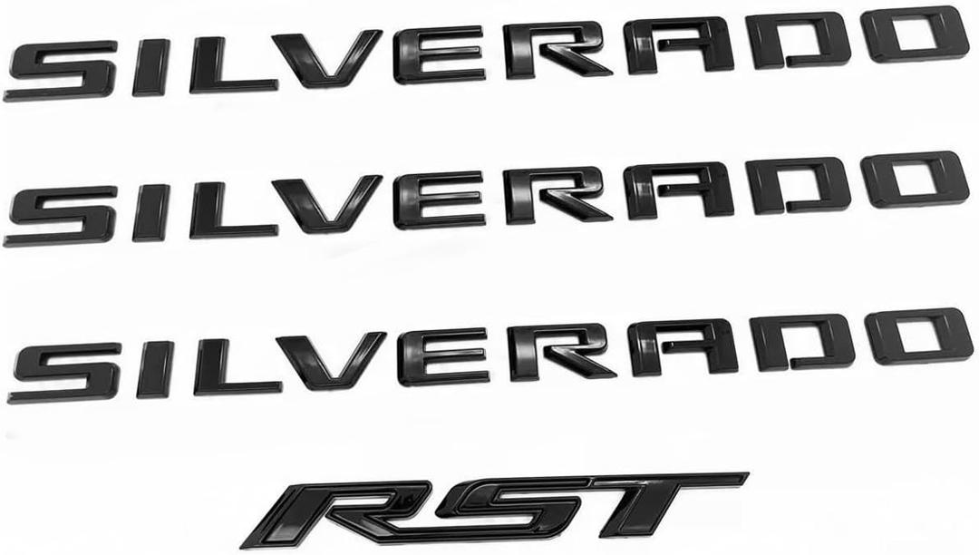 Set of 4pack OEM Silverado Plus RST Emblem 3D Badges Compatible with for Silverado 2019-2025 Parts 86539786 (Black)