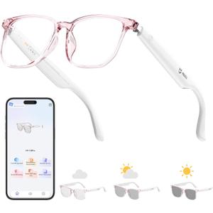 AI Smart Glasses with Photochromic Lenses & 144 Language Translation, Bluetooth 6.0 Polarized Sunglasses, UV Protection Bluetooth Glasses for Men & Women, Outdoor Travel Work