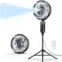 Misting Fan Portable, 20000mAh 12-Inch Outdoor Misting Fan for Patios Outside, 2 In 1 Pedestal & Tabletop Oscillating Fans with Misting Kit, Rechargeable Cooling Fans with Remote/Mist/7 Gear/Timer