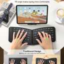 Ergonomic Foldable Keyboard, Portable Folding Travel Bluetooth Keyboard for Business and Travel, 3 Devices Dual-Mode(2.4G+BTx2) Ultra Slim Wireless Keyboards for Windows, iOS, Android, Use on the Leg