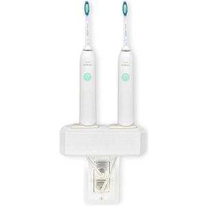 Electric Toothbrush Holder, Wall Mount, Compatible with Sonicare Holds 2 Chargers, Mounts on Single GFCI/Decora Outlet ONLY. (Charger/Brushes NOT Included), White (PS2C-GSSV)