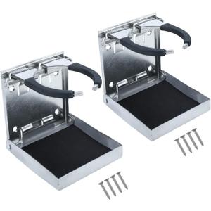 NovelBee 2pcs Stainless Steel Adjustable Folding Drink Holders Cup Holders for Marine Boat Caravan Car