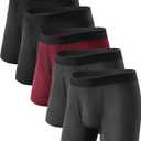 TIICHOO Washable Incontinence Underwear for Men with Leak Proof Protection, Discreet Boxer Briefs for Bladder Leakage 5-Pack M