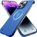 GRECAZO Magnetic Slim Case Fit for iPhone 14 Pro Max Phone Case 6.7"(2022) Ultra-Thin Lightweight Durable Frameless Matte Hard MagSafe Cover Case with Pull Ring Shockproof Non Slip Rope-Blue