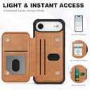 TUCCH Card Case for iPhone Air (6.5"), RFID Blocking 3 Card Holders | Undetachable Wallet | Crossbody Lanyard Strap | Clear ID Window | Magnetic Closure | PU Leather | Shockproof Phone Cover | Brown
