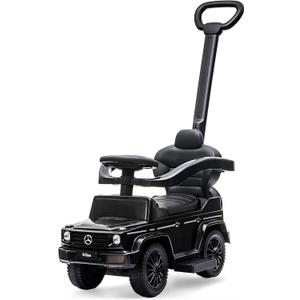 Best Ride On Cars 3 In 1 Mercedes G-Wagon Push Car for Toddlers 1 to 3 Years Old, Kids Outdoor Stroller with Music, Horn Sounds, and Handle, Realistic Driving Experience, Black