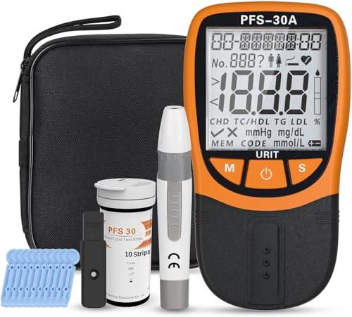 Official Blood Total Cholesterol Test Kit, 5 in 1 Triglycerides Test Kit Professional Grade Quick Blood Lipid Analysis Meter with 10 Cholesterol Test Strips for Home use