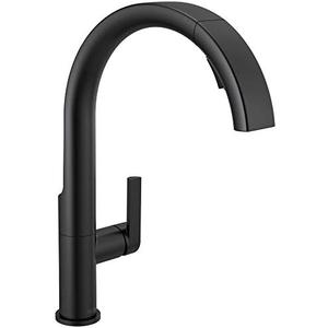 Delta Keele Matte Black Kitchen Faucet with Pull Down Sprayer, Modern Single Hole Kitchen Sink Faucet, Single Handle, Matte Black 19824LF-BL