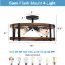 Semi Flush Mount Ceiling Light Fixture, Modern Farmhouse Wood Drum Ceiling Lamp, Rustic Close to Ceiling Lighting for Hallway Entryway Laundry Room Bedroom (Bulb Not Included)